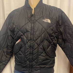 The North Face Black Quilted Bomber Jacket with Logo